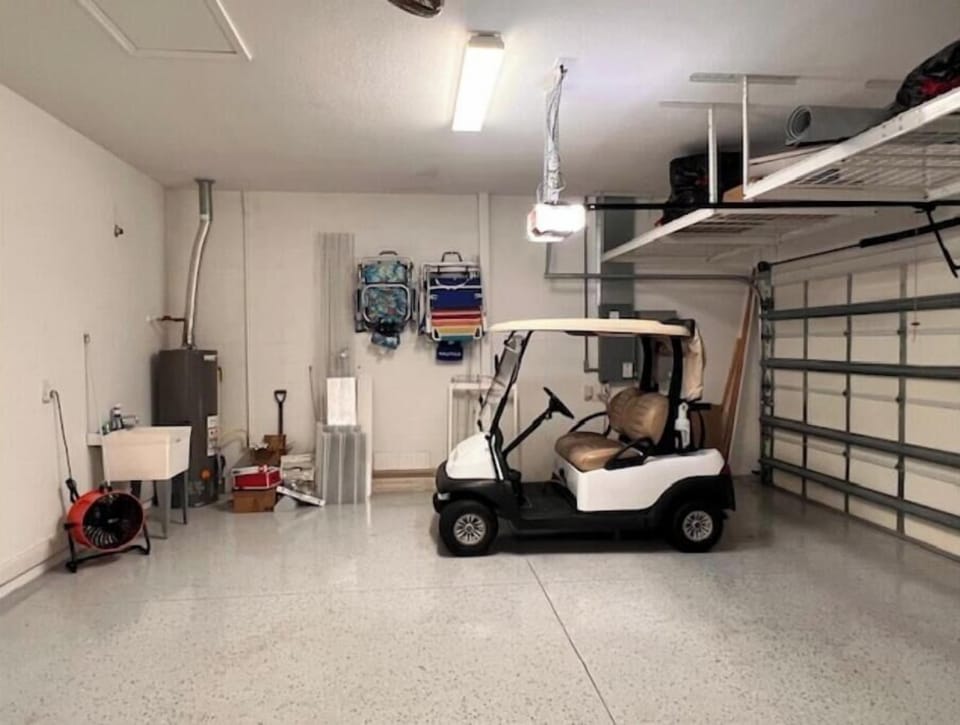 Complimentary Golf cart, utility sink, and Beach Chairs