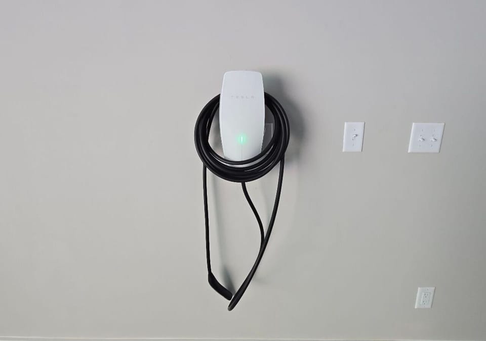 Universal EV charger in the garage.