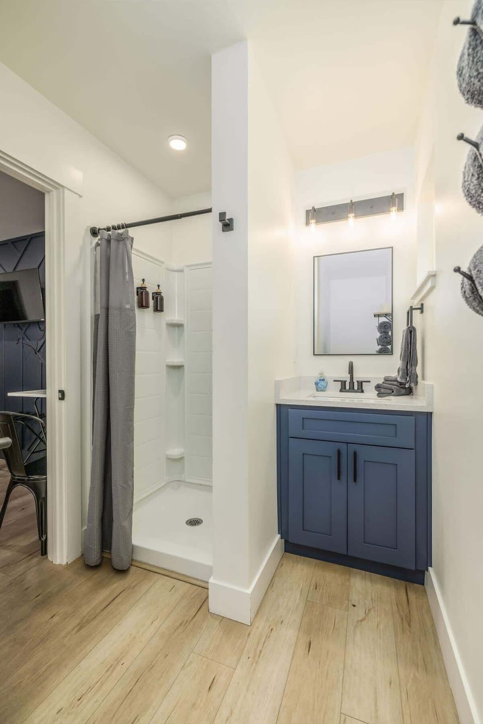 

Bathroom with shower, soaps, hair dyer etc 