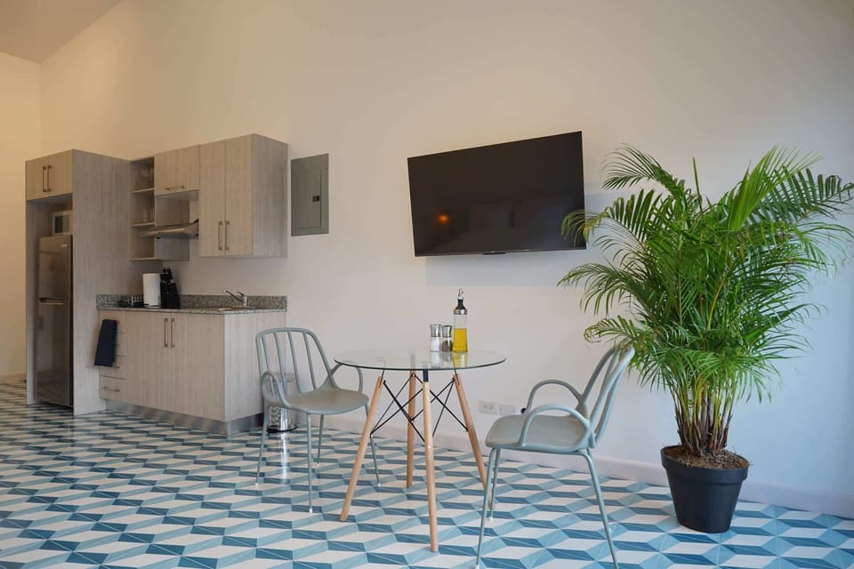 Equipped kitchen and modern dining room