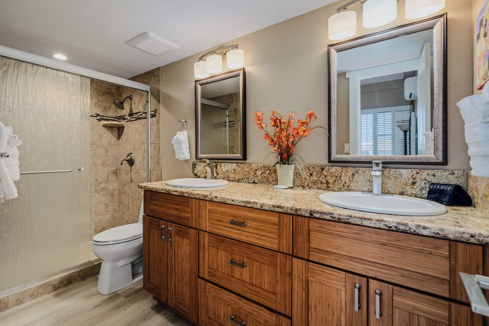 Walk-in shower in master bathroom.