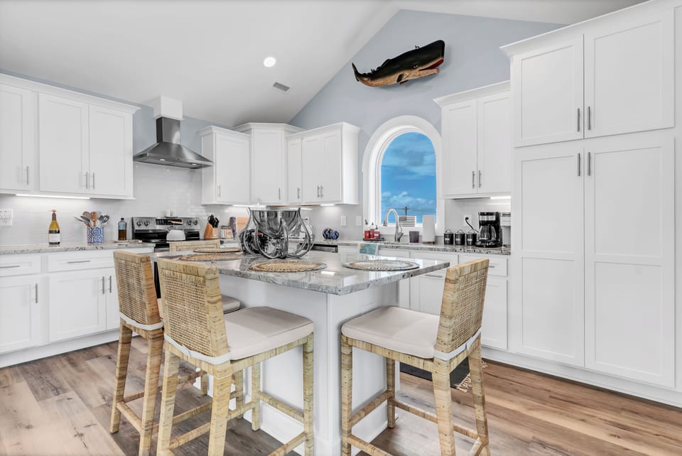 Prepare your meals and snacks in the fully stocked kitchen