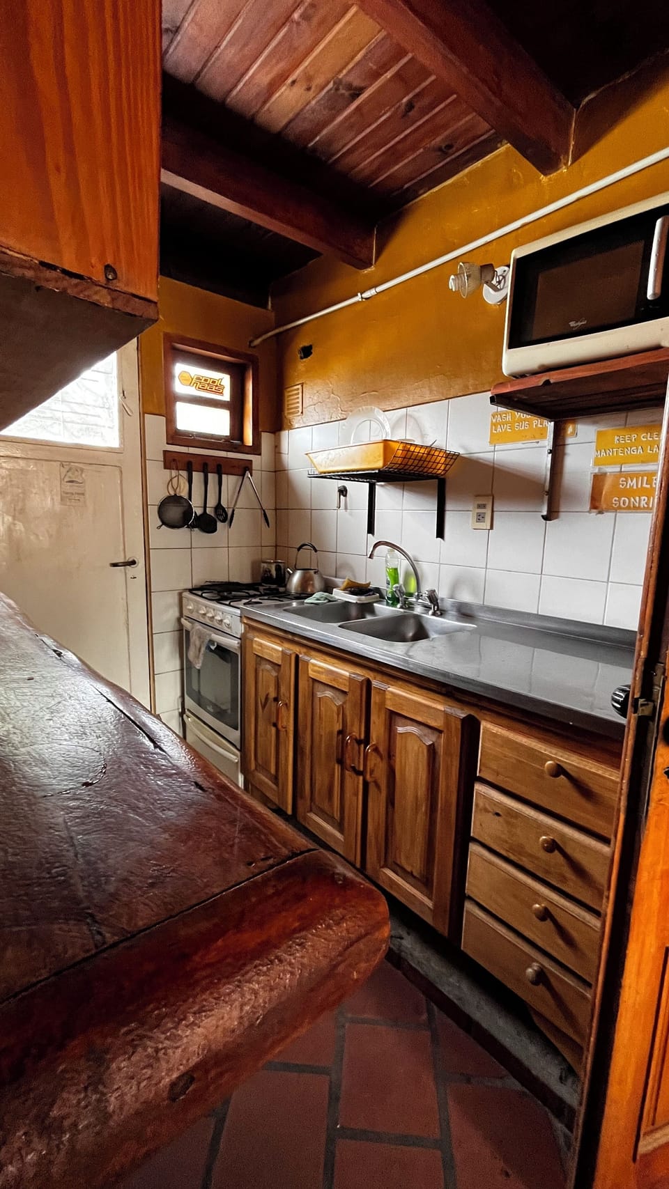 Fridge, oven, cookware/dishes/utensils