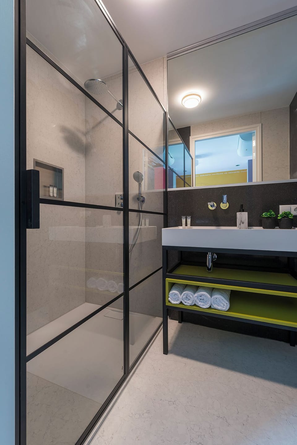 Modern shower with sleek design and powerful water pressure, offering a refreshing and revitalizing experience.