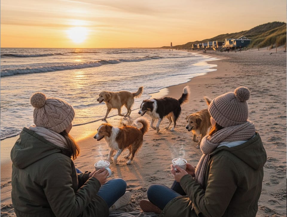Warm up with hot chocolate at the beach pavilions on the dog-friendly beach during weekends.