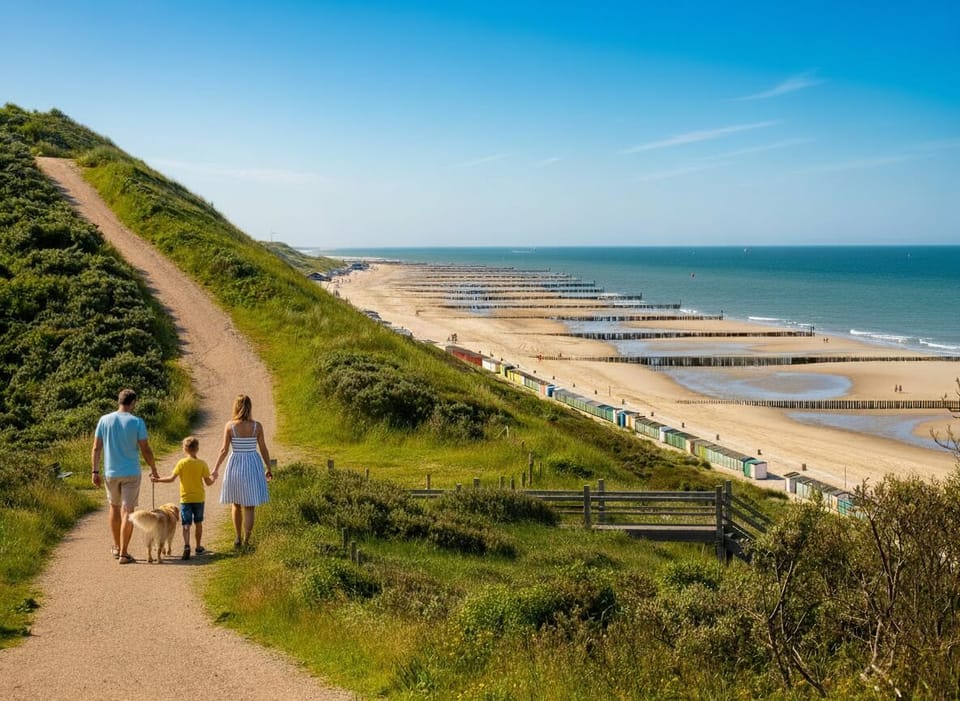 Idyllic dune pathway leading to endless sea horizons.
