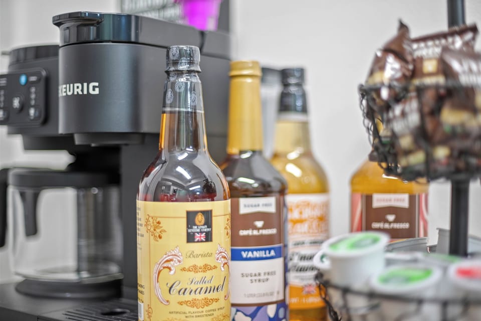 Coffee bar with kcups & syrups