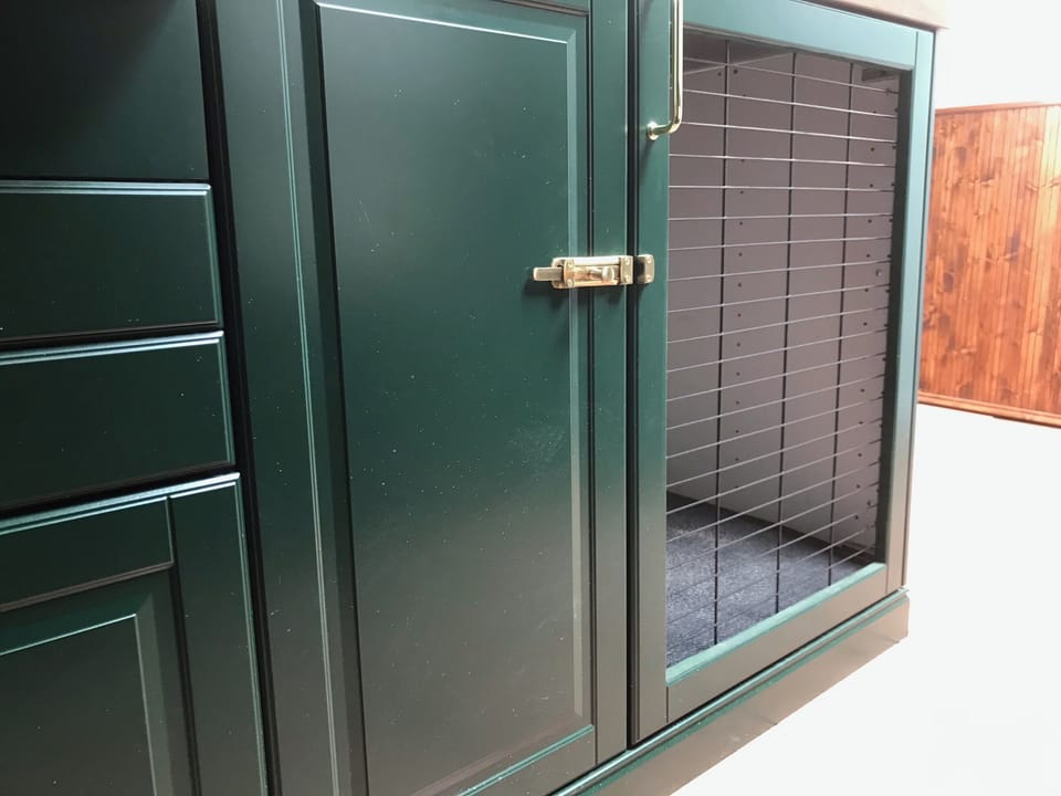 Utility room with dog crate | Croftbank, Lochranza