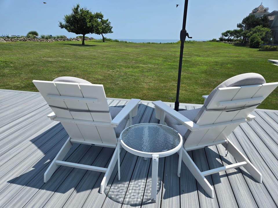 Adirondack chairs on the deck