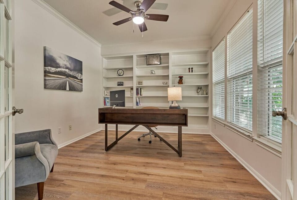 A dedicated workspace for productivity during your extended stay.