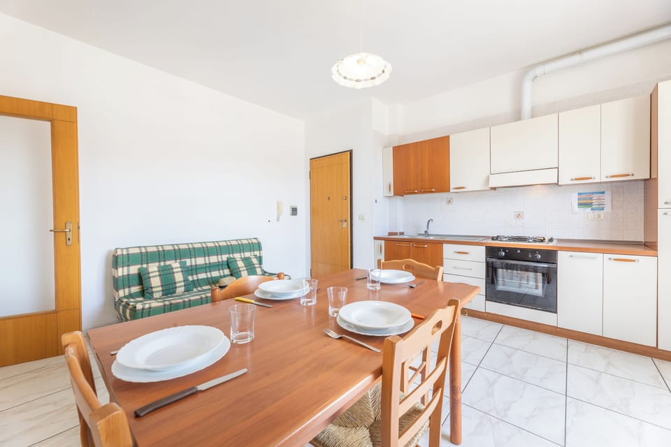 Apartment, Balcony, Sea View | Private kitchen | Full-size fridge, oven, espresso maker, cookware/dishes/utensils