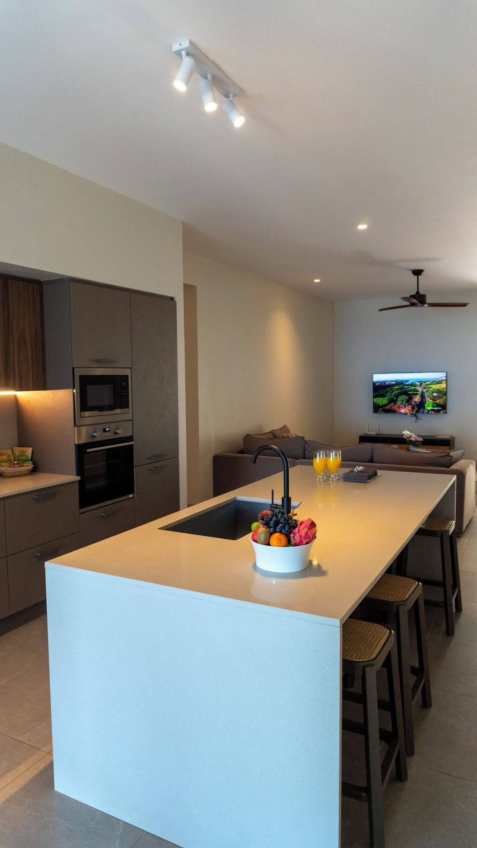 Family Apartment, 3 Bedrooms, Beach View | Private kitchen | Espresso maker, electric kettle, highchair, paper towels