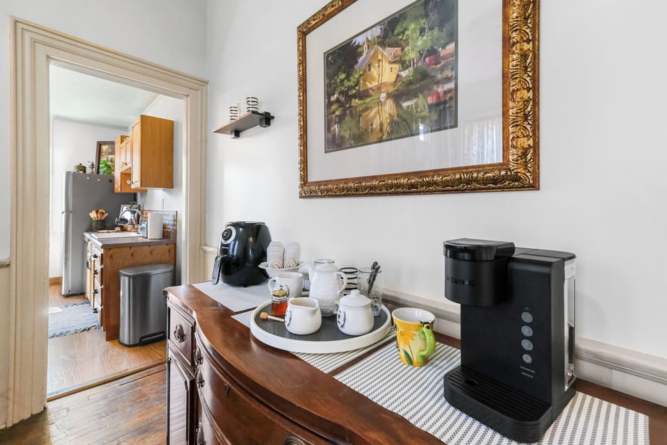 Brew coffee, tea, or hot cocoa at your convenient drink station.