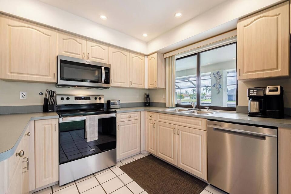 Kitchen with stainless steel appliances