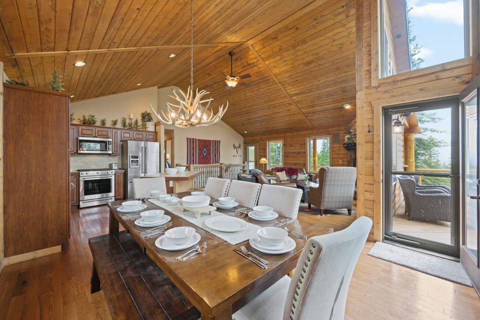 Our dining area is designed for you to enjoy your meals with stunning views.