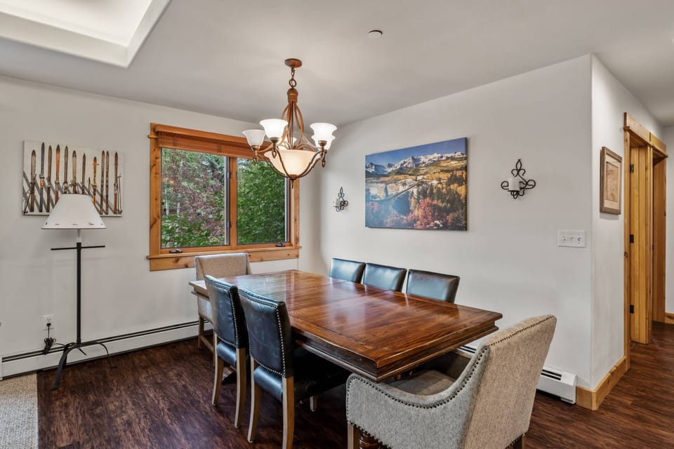 Enjoy the view of beautiful trees while enjoying a tasty meal