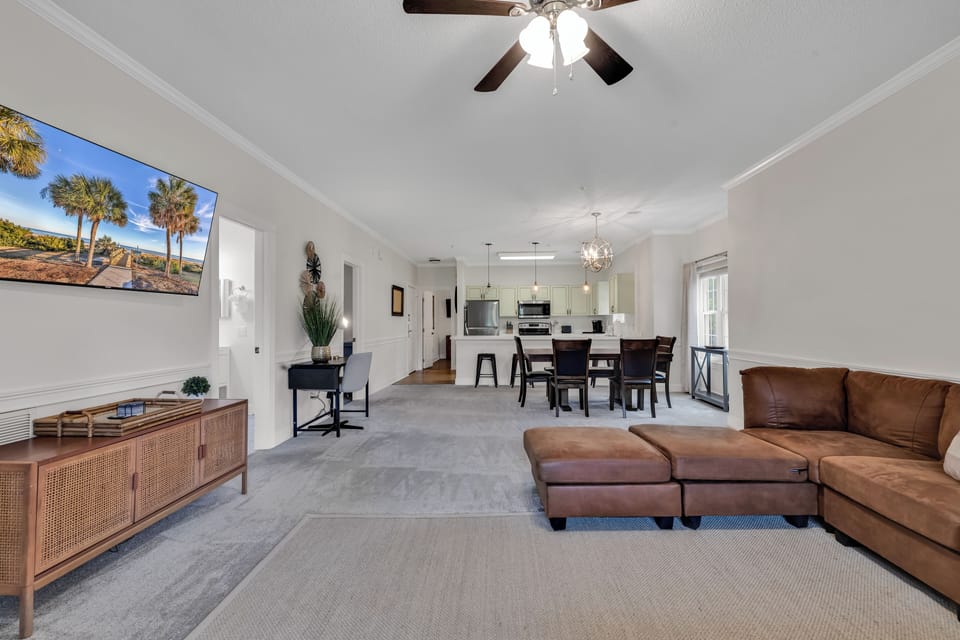 Signature Condo, 3 Bedrooms, Balcony, Golf View | Living room | 50-inch Smart TV with digital channels