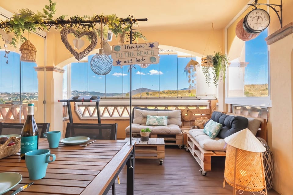 Family Apartment, 2 Bedrooms, 2 Bathrooms, Mountainside (Luxury Mijas Golf, Pool & Pet Retreat) | Outdoor dining