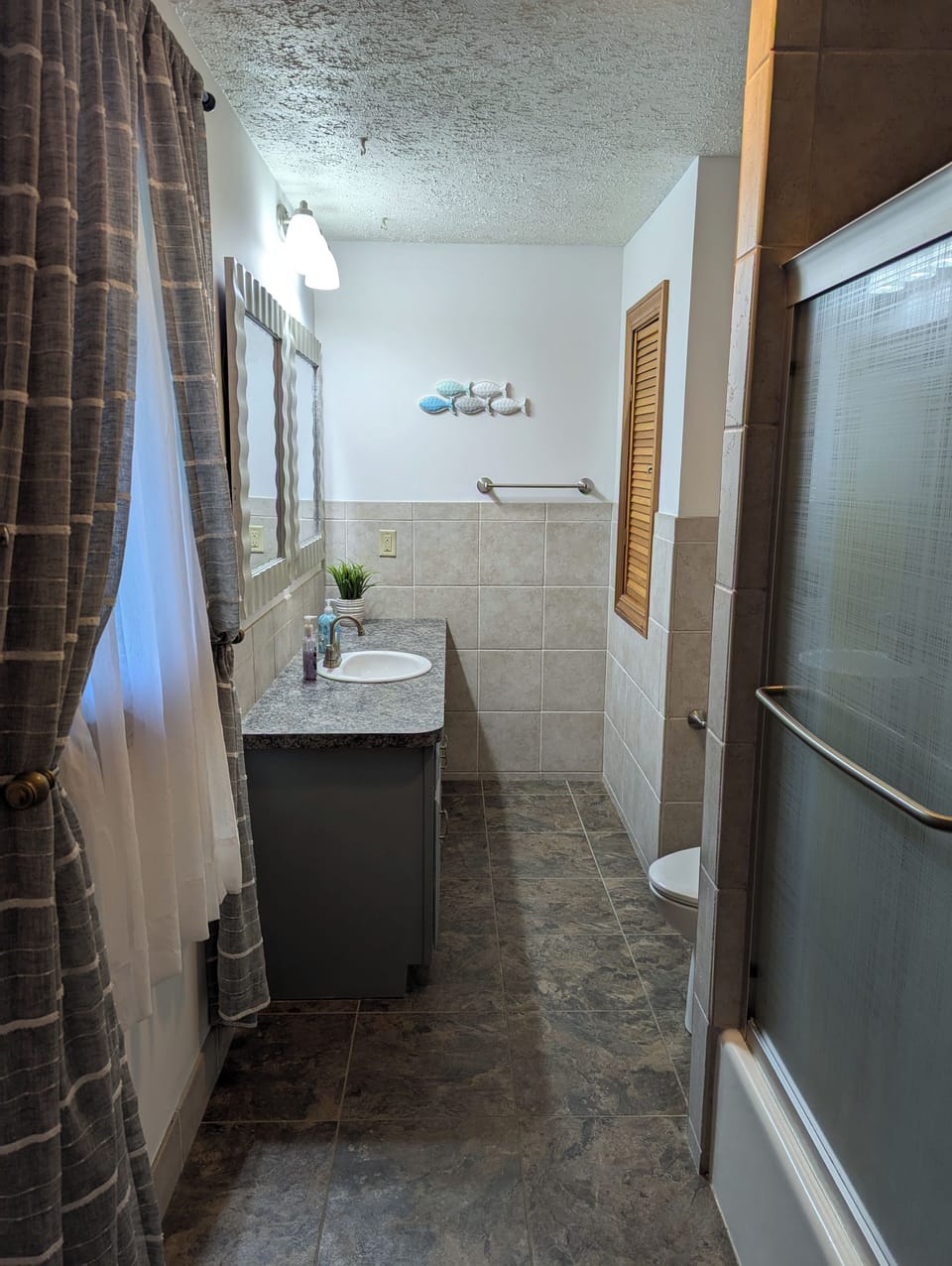 A view of the master bathroom