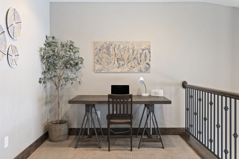 Office space where you can spark creativity and stay productive in a vibrant, sunlit atmosphere | Noah's Retreat, Park City, Utah | Voyax Luxury Vacation Rentals