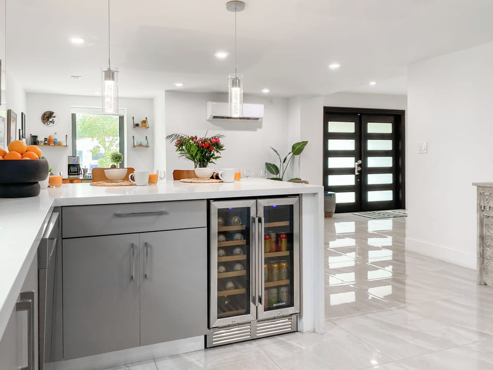Kitchen | Counter space and temp. controlled mini fridge.