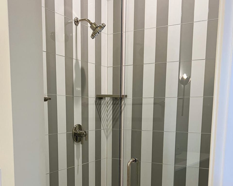 walk in shower in Athena Guest Room