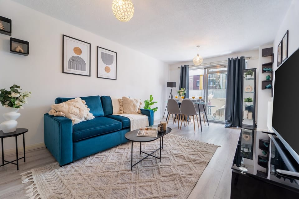 The open-plan living and dining area