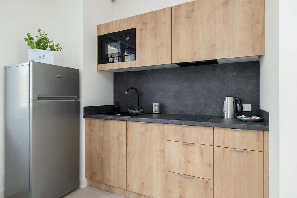 Kitchenette with a toaster.