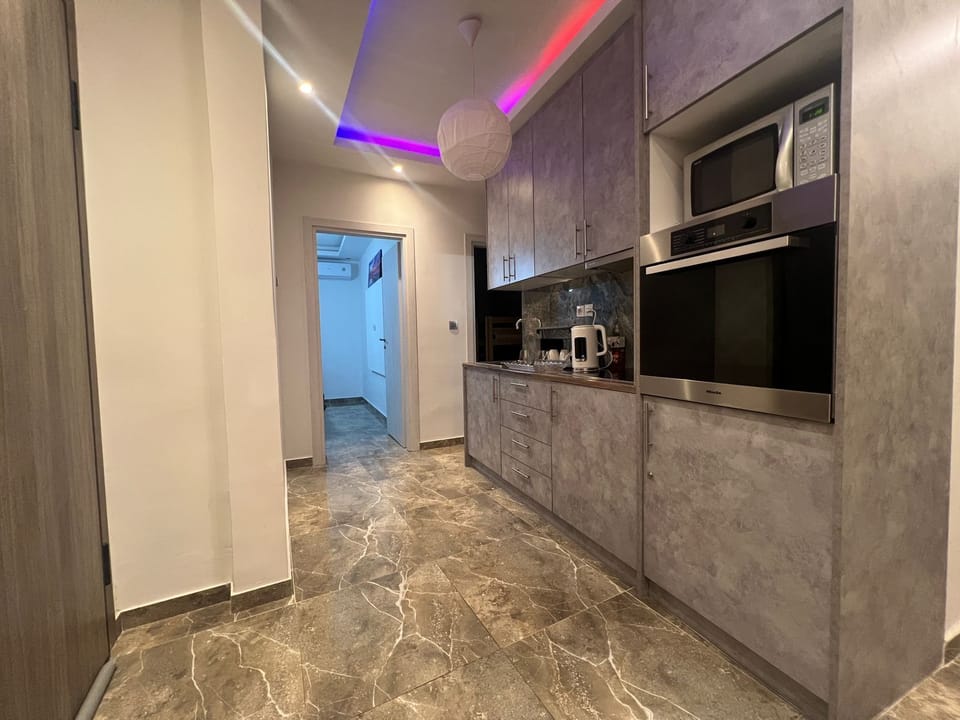 Apartment | Private kitchen | Fridge, microwave, oven, stovetop