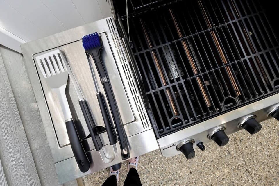 Grill tools prepped—just add burgers.