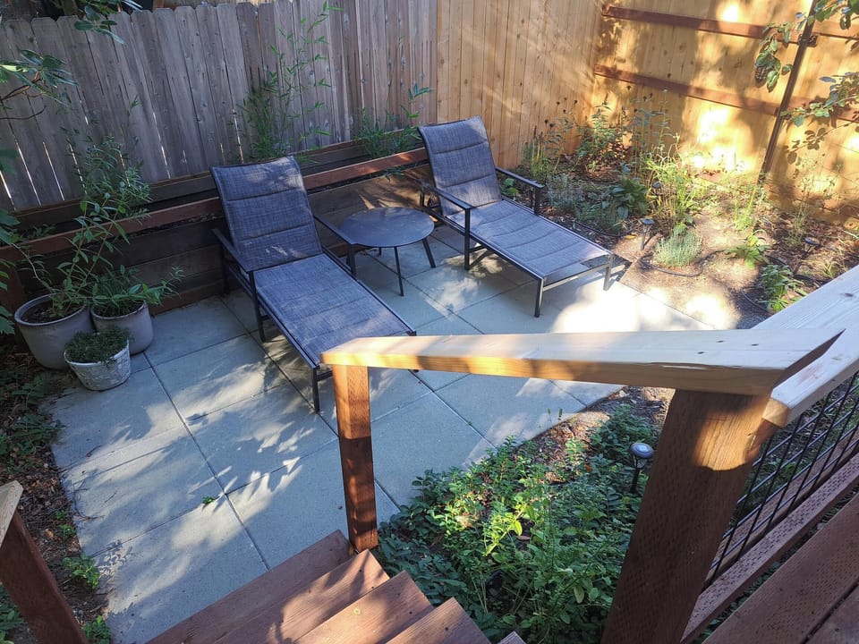 Private patio and deck off Bedroom #1