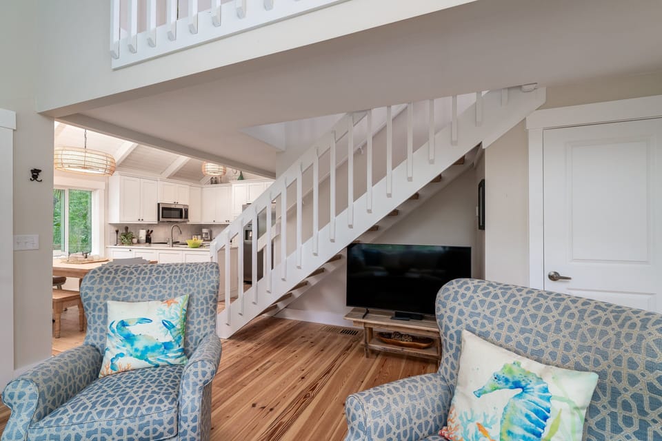 Stairwell leads to the upper loft