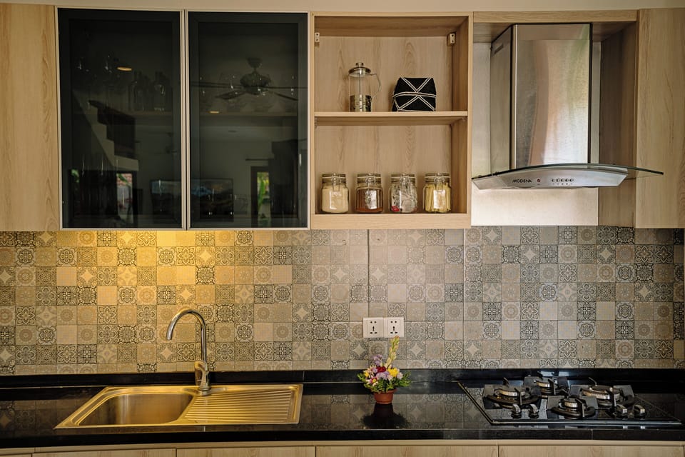 Luxury Villa, 3 Bedrooms, Pool View | Private kitchen | Full-size fridge, microwave, oven, stovetop