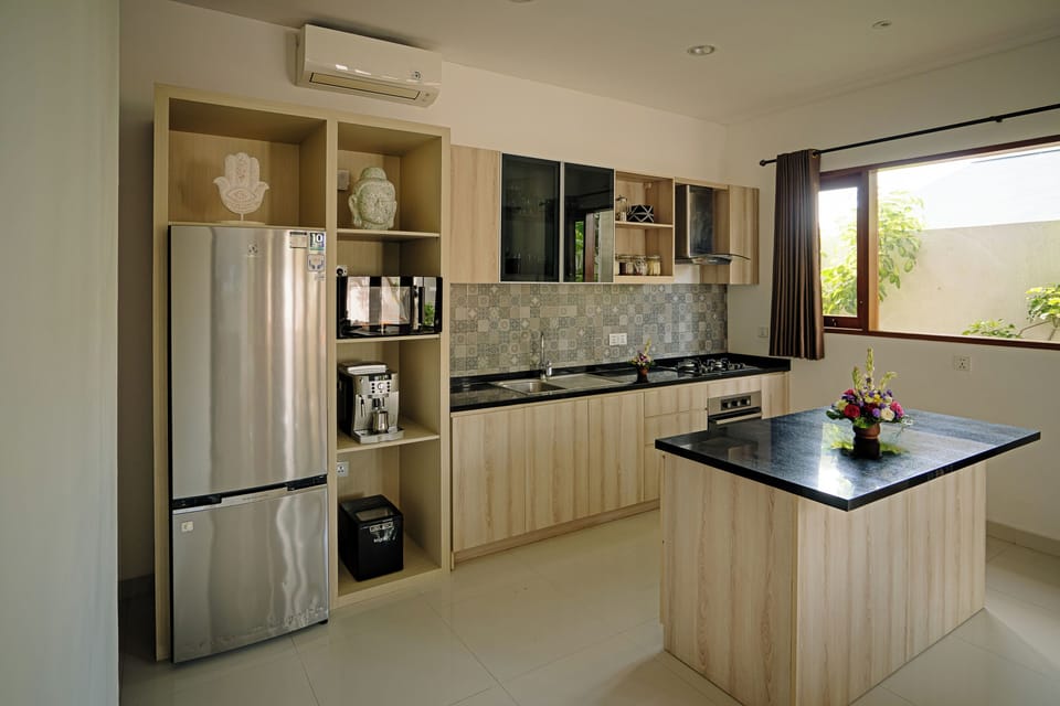 Luxury Villa, 3 Bedrooms, Pool View | Private kitchen | Full-size fridge, microwave, oven, stovetop