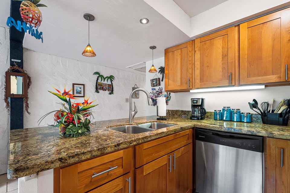 Condo, 1 King Bed with Sofa bed, Patio, Garden View (Casa de Emdeko 109 - vrKCV) | Private kitchen | Coffee/tea maker, dining tables