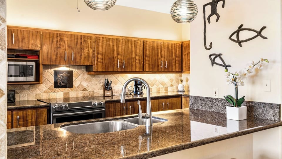 Condo, Multiple Beds, Lanai, Ocean View (Kanaloa at Keauhou 2301 - vrKCV) | Private kitchen | Coffee/tea maker, dining tables