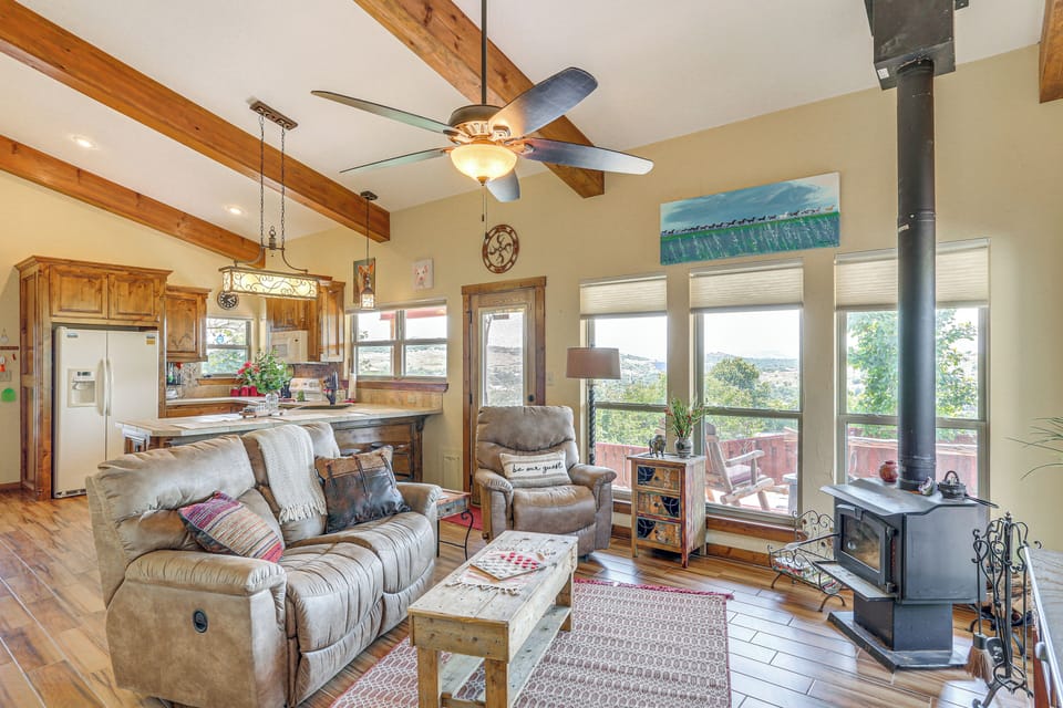 Living Room | Wood-Burning Stove (Supply Your Own Wood) | Smart TV | DVD Player