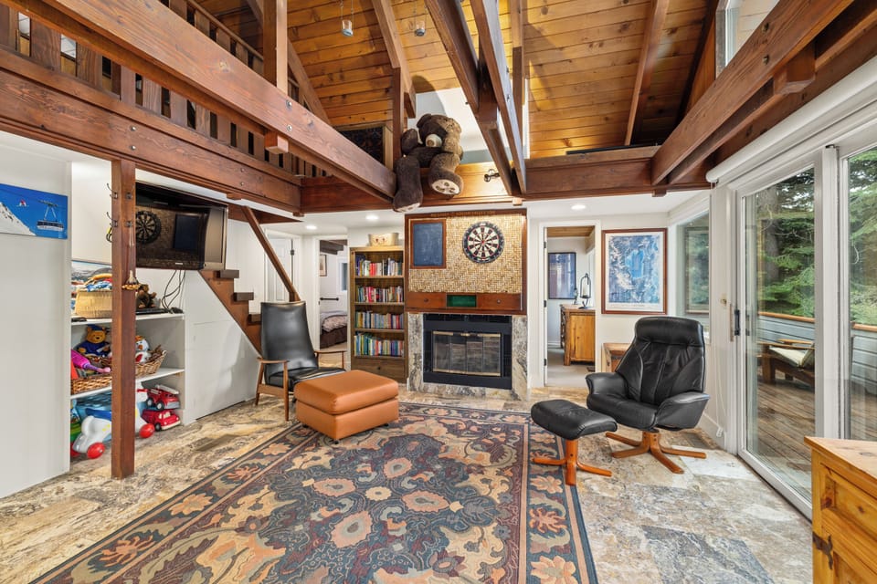 Entryway of the home with books and toys