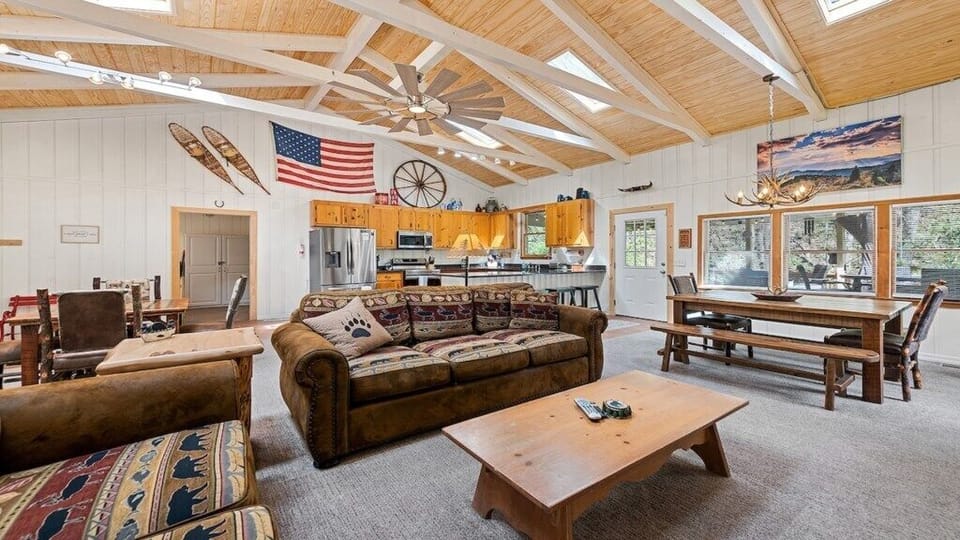 View into Kitchen and Dining from Living Space