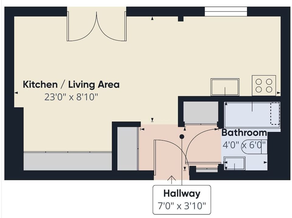 Studio plan for 2 people.