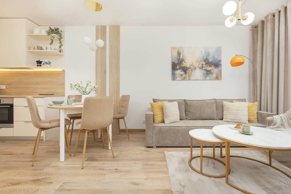 Fully equipped kitchenette and living area.