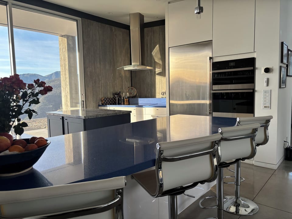 Sleek high-end appliances, cabinets and countertops.