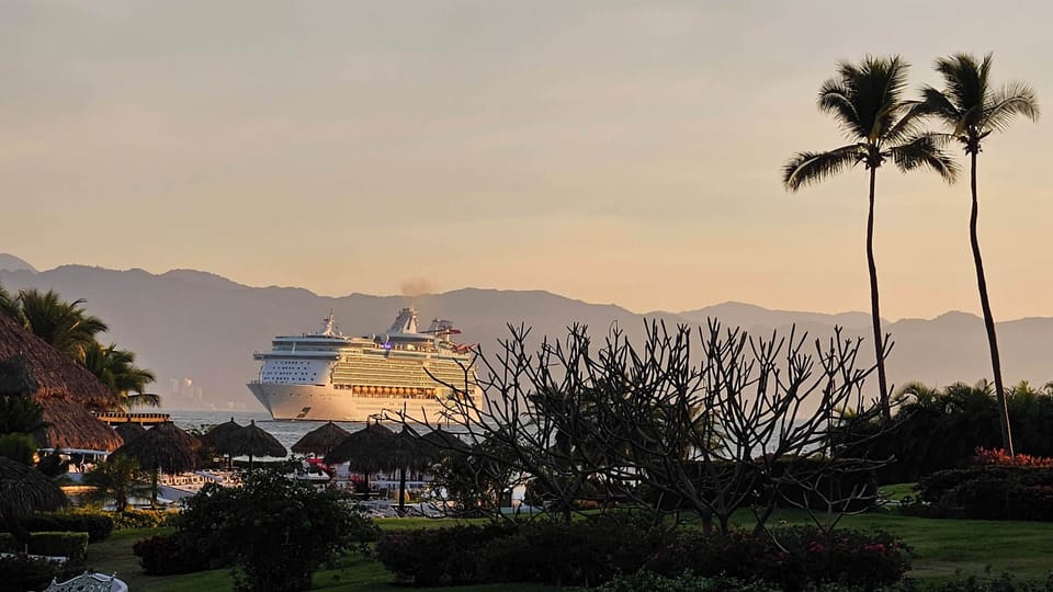 Patio view of ships cruising by