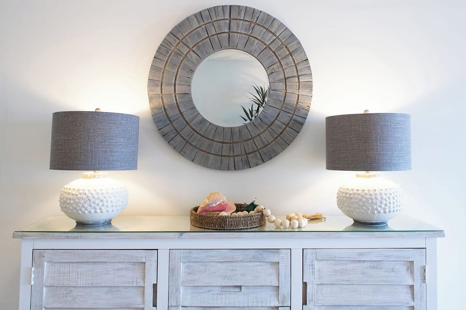 A beautifully styled console with coastal accents