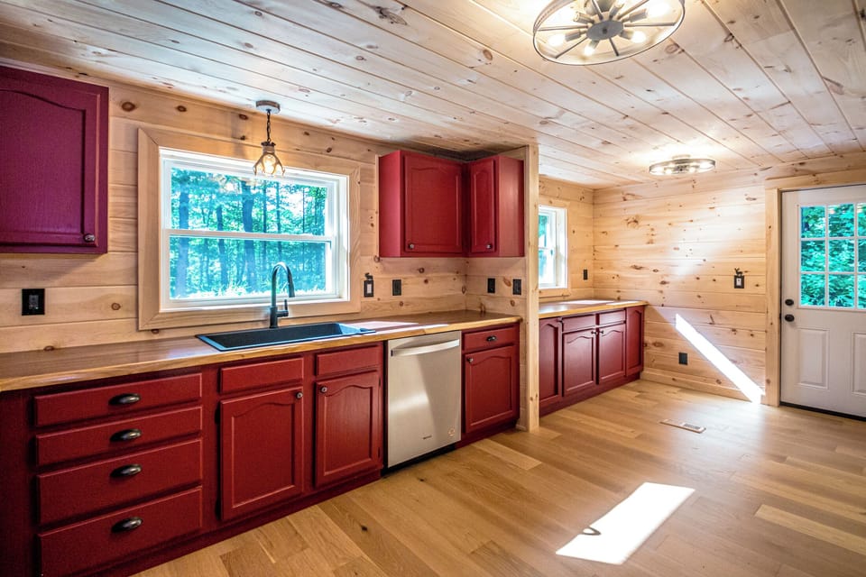Fully stocked kitchen.