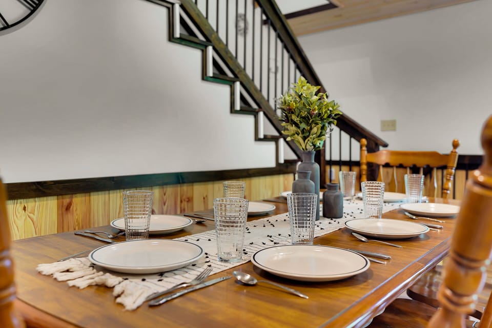 Dining table with seating for 8