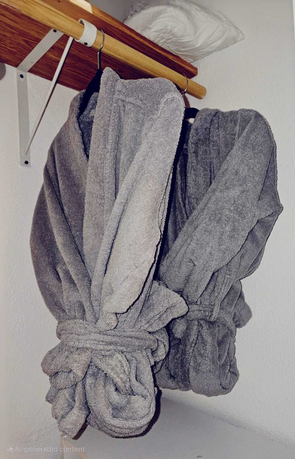Fresh bath robes in the bedroom closet for guest use, handy for hot tub use.