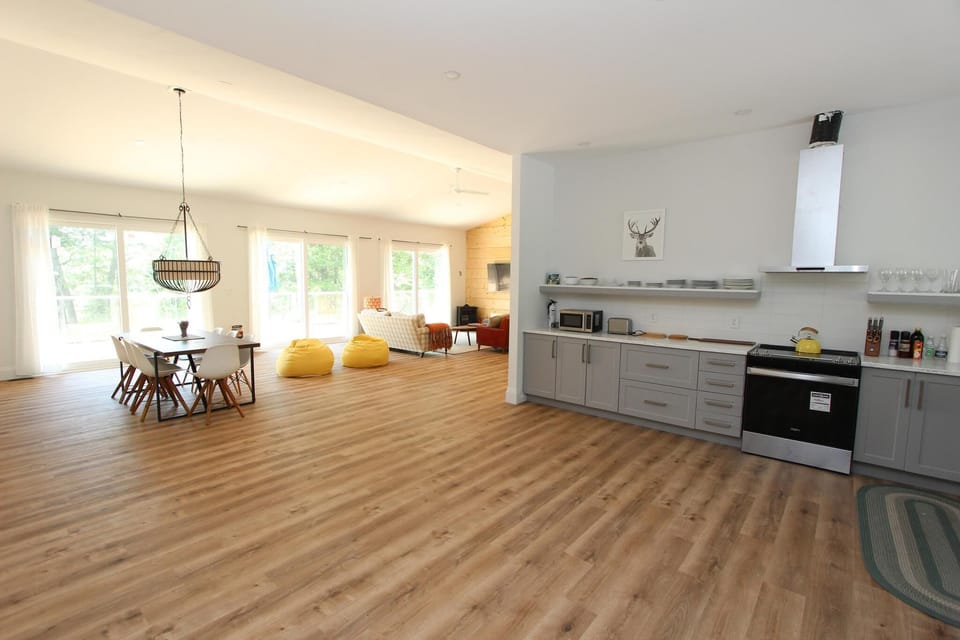 Living area and kitchen