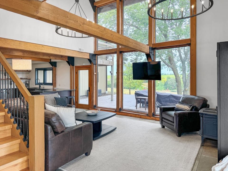 Main level living room with amazing views overlooking the property.