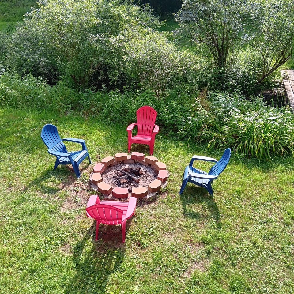 Fire pit next to creek